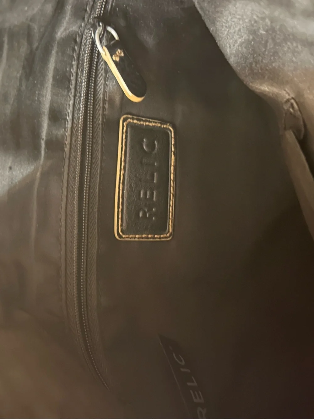 Relic Black Faux Leather Crossbody with Cream Stitching